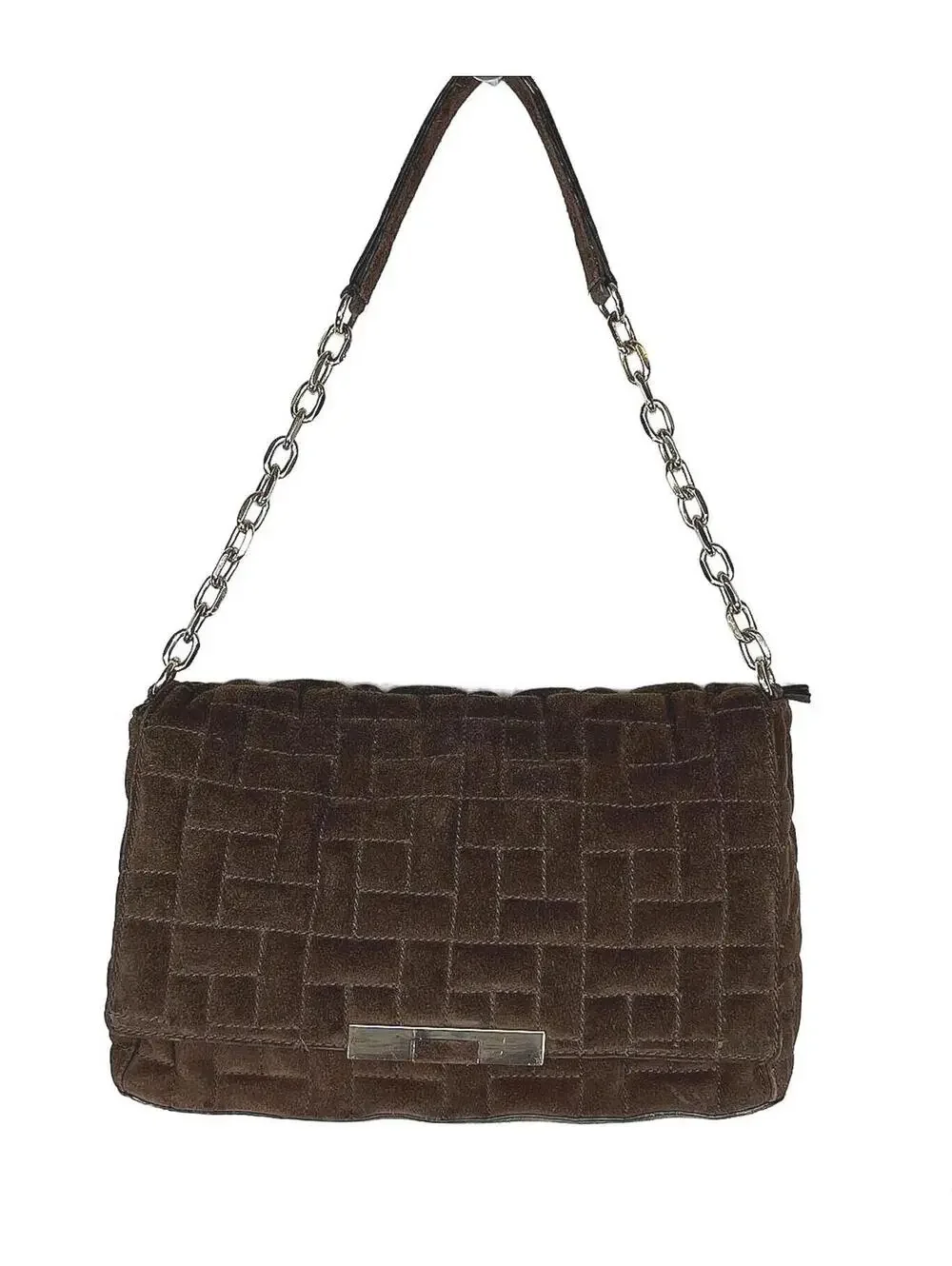 Zara Quilted Brown Suede Leather Chain Flap Shoulder Bag Whimsigoth Academic